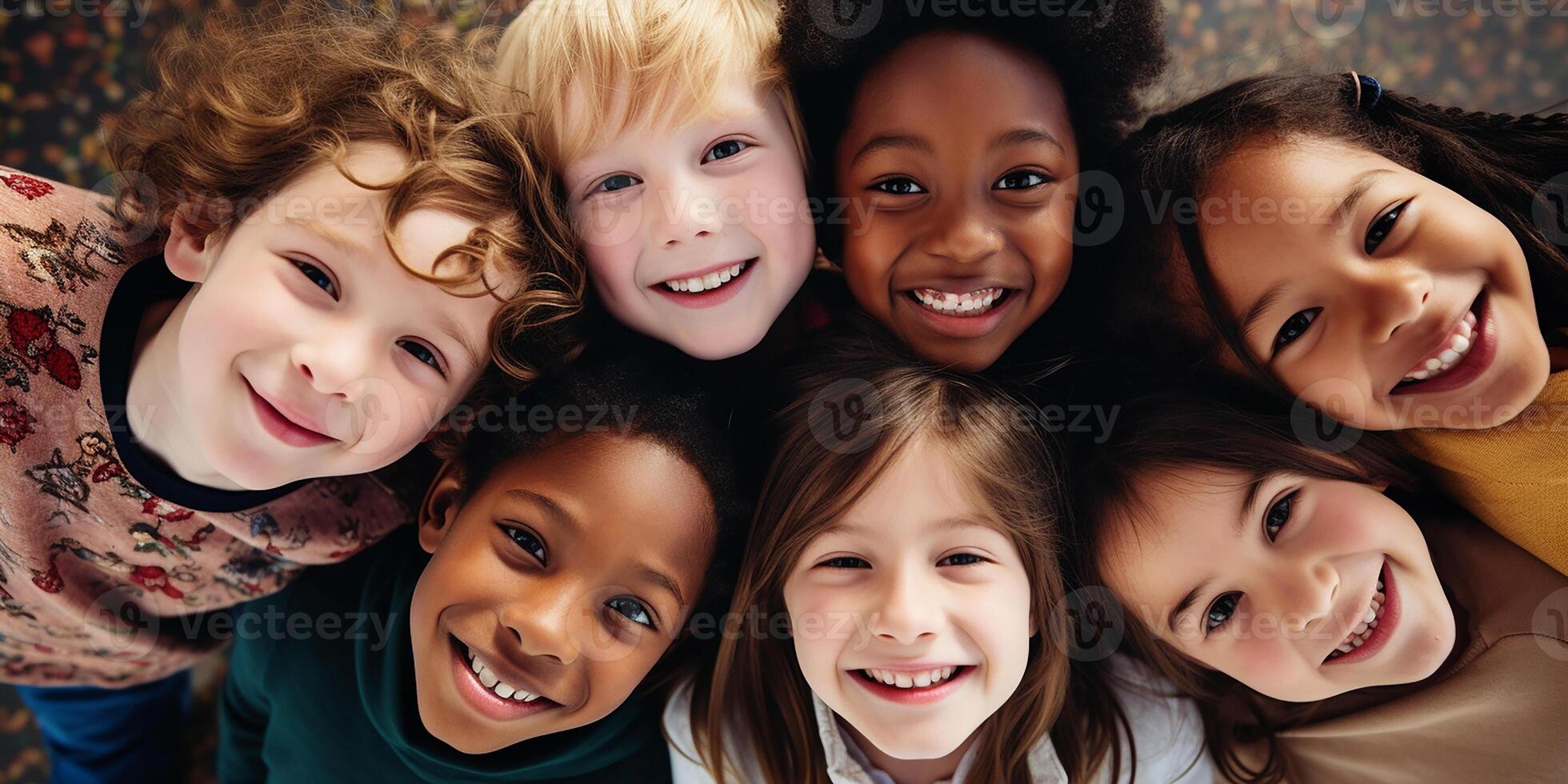 ai generado un grupo de niños de primario colegio años de diferente nacionalidades multicultural amistad, internacional educación foto