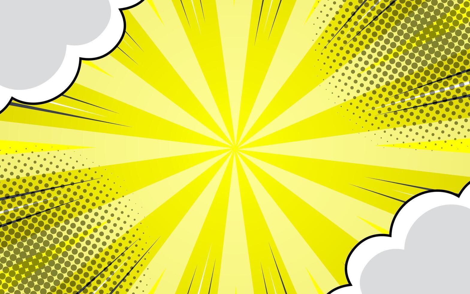 Pop art comic background with clouds. Cartoon Vector Illustration