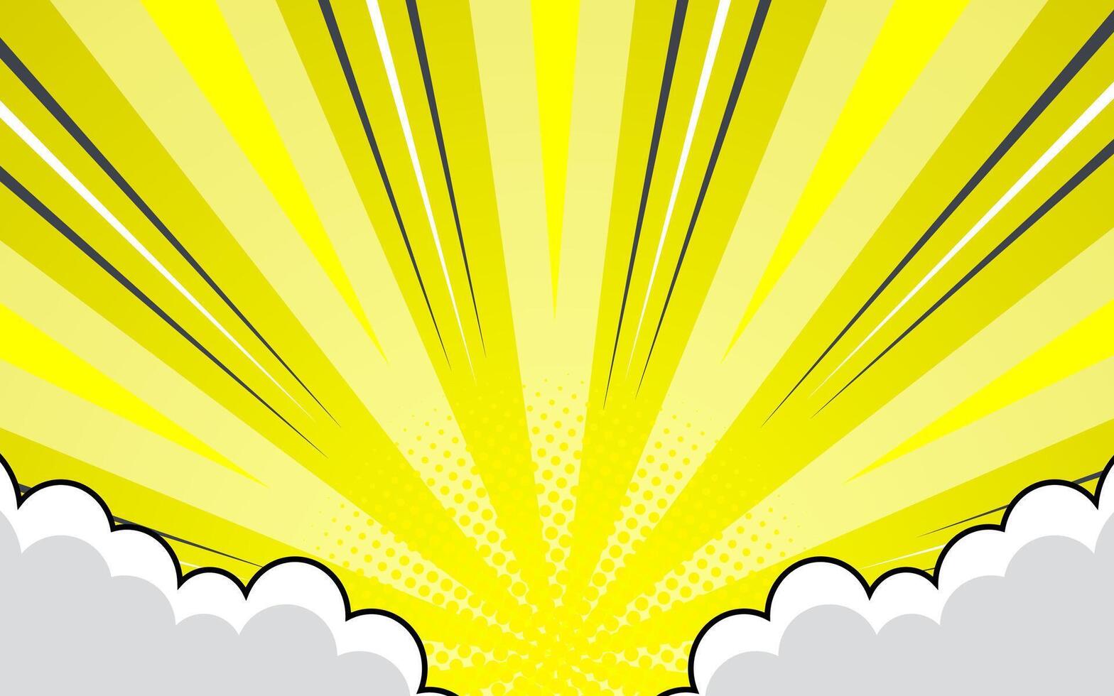 Pop art comic background with clouds. Cartoon Vector Illustration