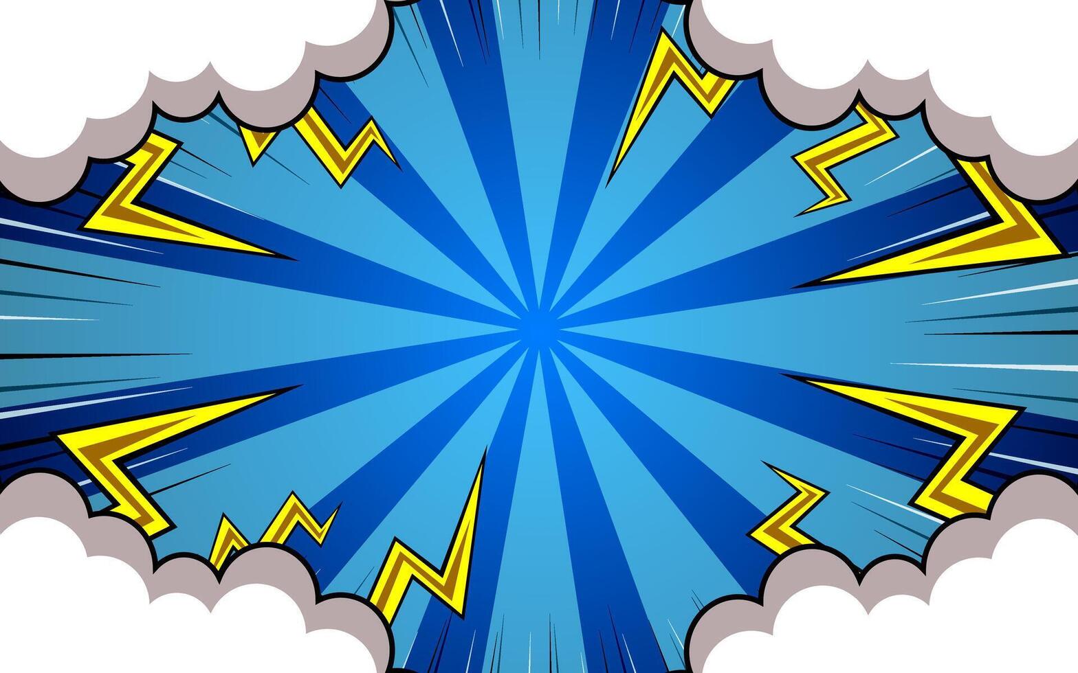 Halftone lightning explosion pop art comic background. Cartoon Vector Illustration