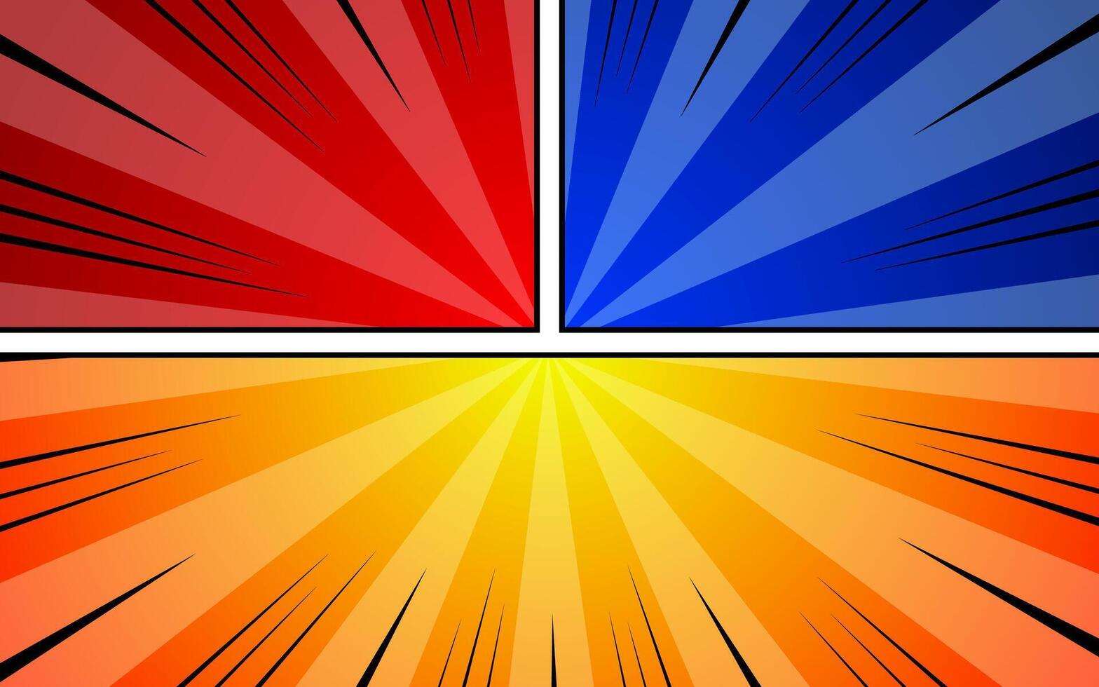 Comic book page background with radial effect, halftone, in pop art style. Vector illustration