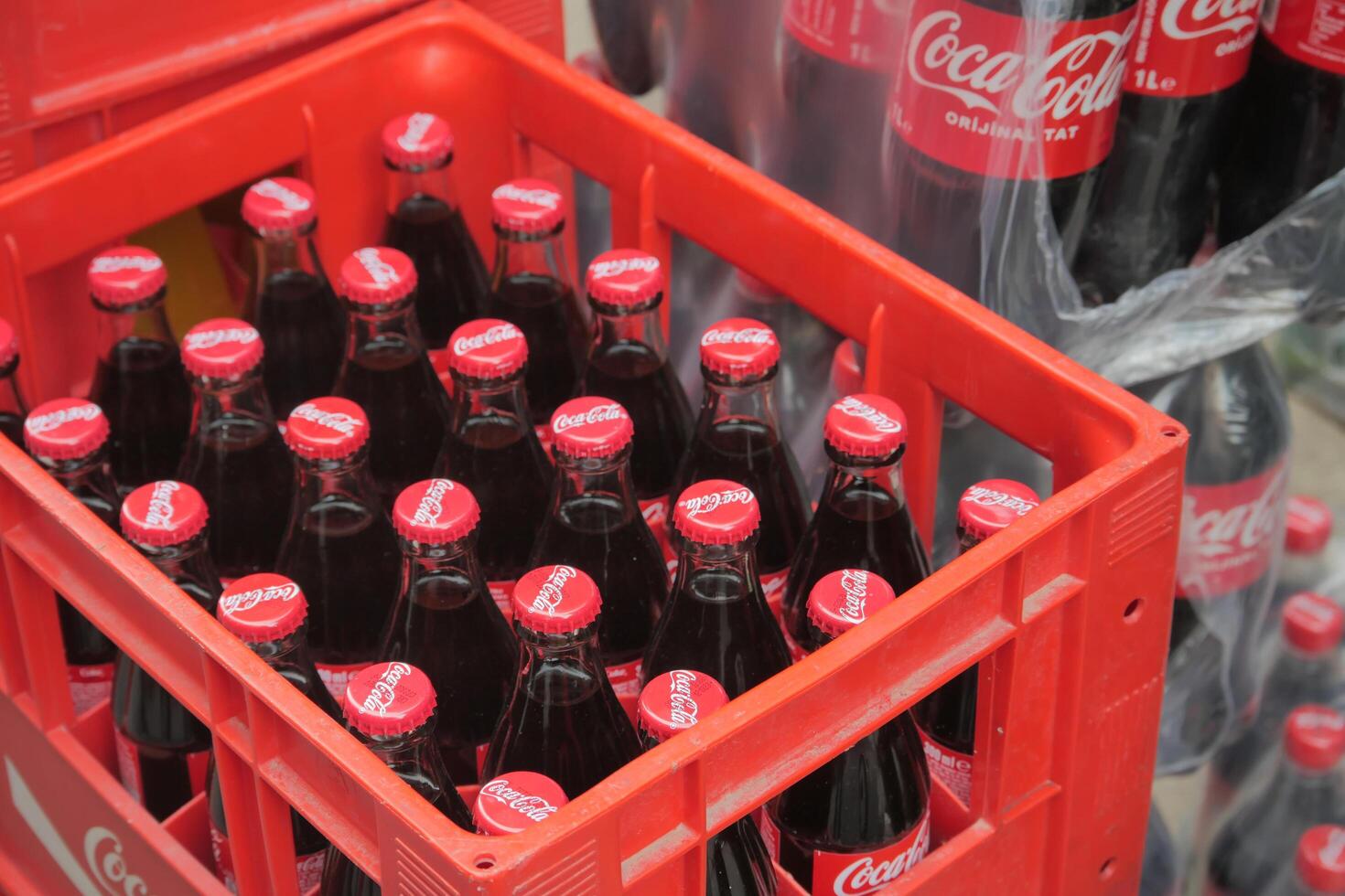 turkey istanbul 16 july 2023. filled Coca-Cola bottles. photo