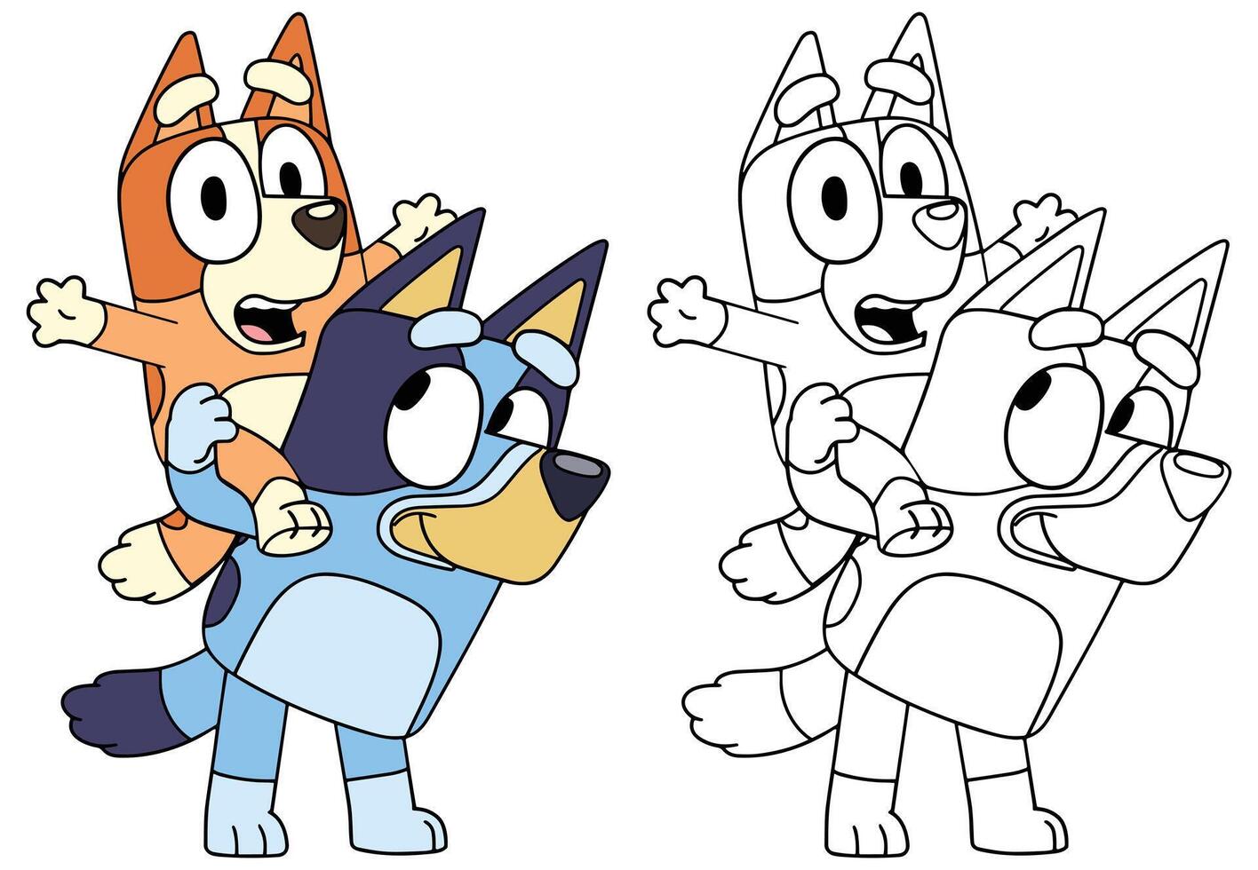 Bluey family, Bluey cartoon, Bluey kids' show, Bingo vector