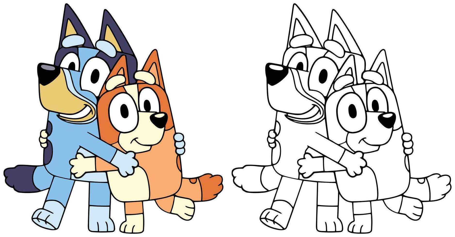 Bluey family, Bluey cartoon, Bluey kids' show, Bingo vector