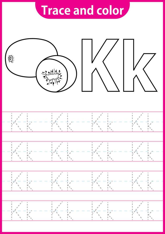 English writing worksheet for kg writing practice activity for children. Handwriting exercise for kids. Printable worksheet. vector