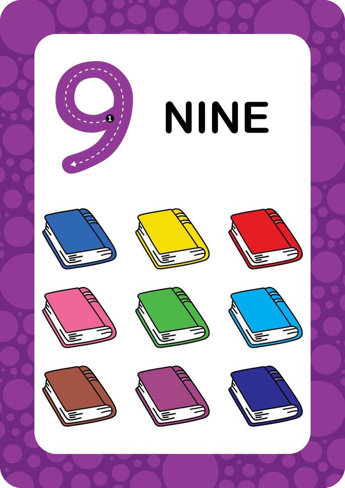 Numbers Flashcards. Number Seventeen Educational math card for children. Learn Counting numbers. vector