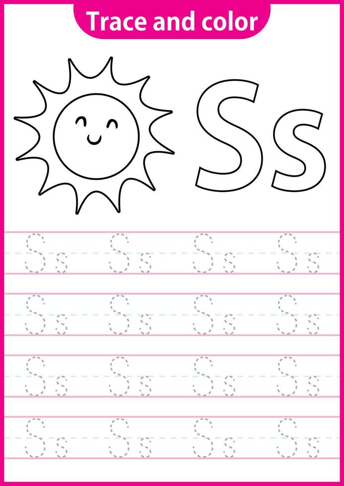 English writing worksheet for kg writing practice activity for children. Handwriting exercise for kids. Printable worksheet. vector
