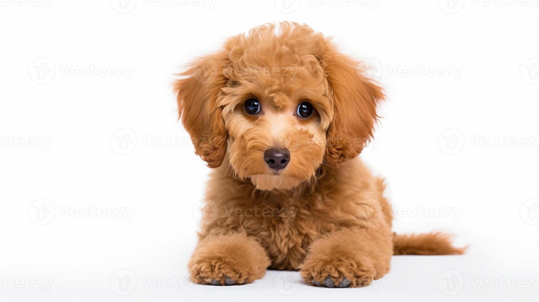 AI generated Maltipoo portrait isolated on white background. Domestic dog. photo