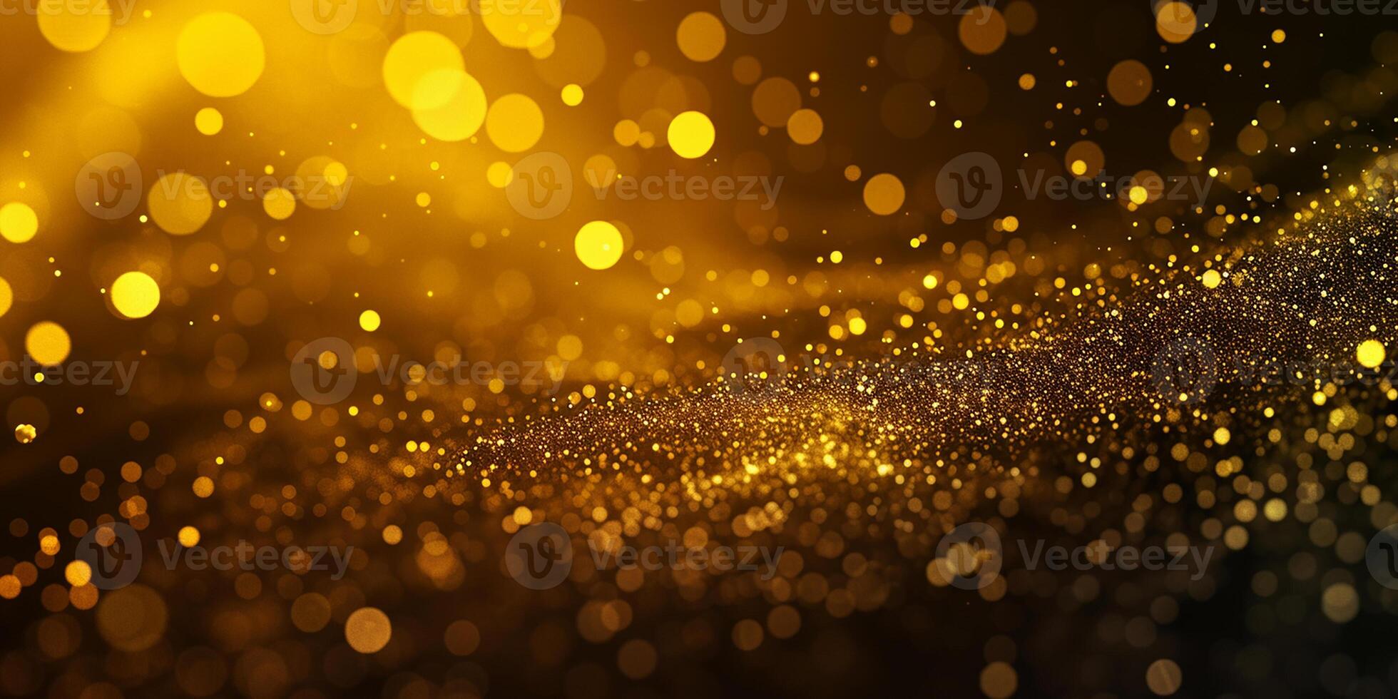 AI generated Festive background with bokeh lights. Abstract background with gold sparkles photo