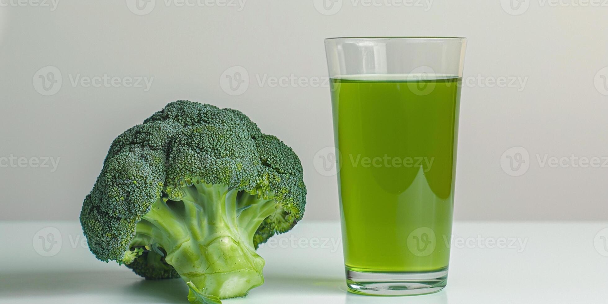 AI generated A glass of freshly squeezed broccoli juice. Healthy eating photo
