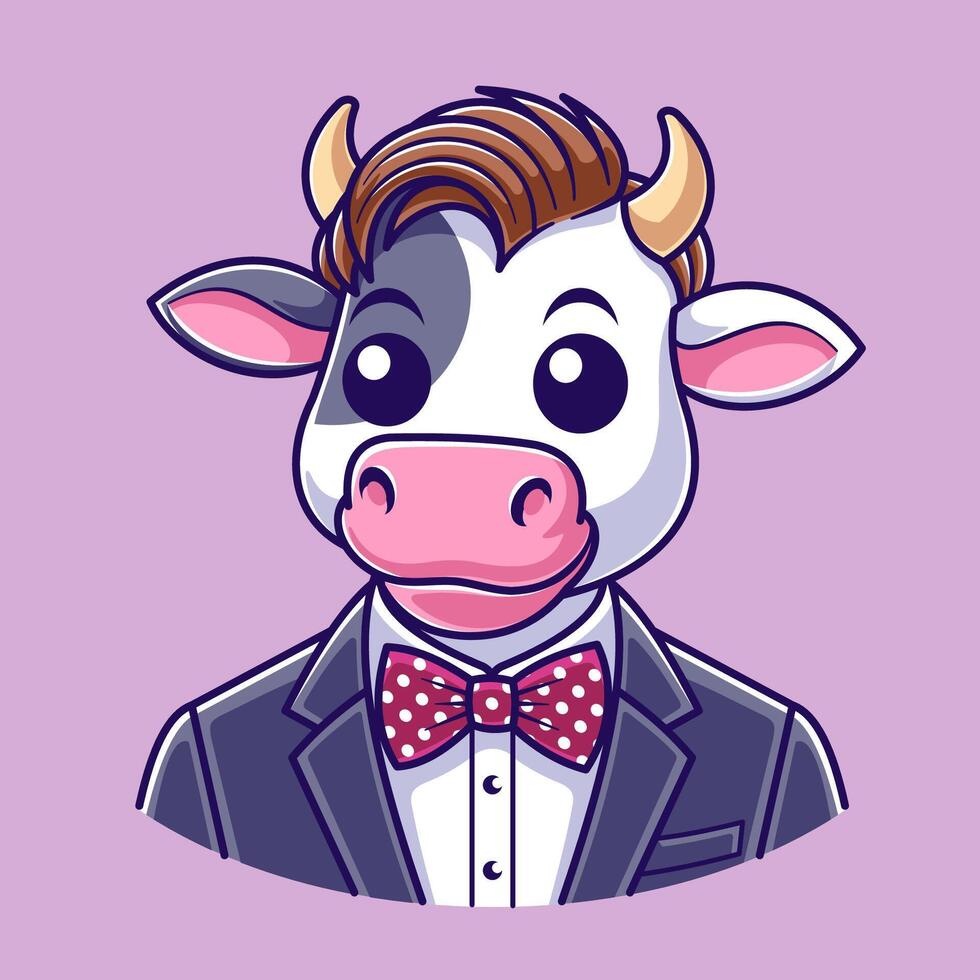 Cool cow wearing a suit vector