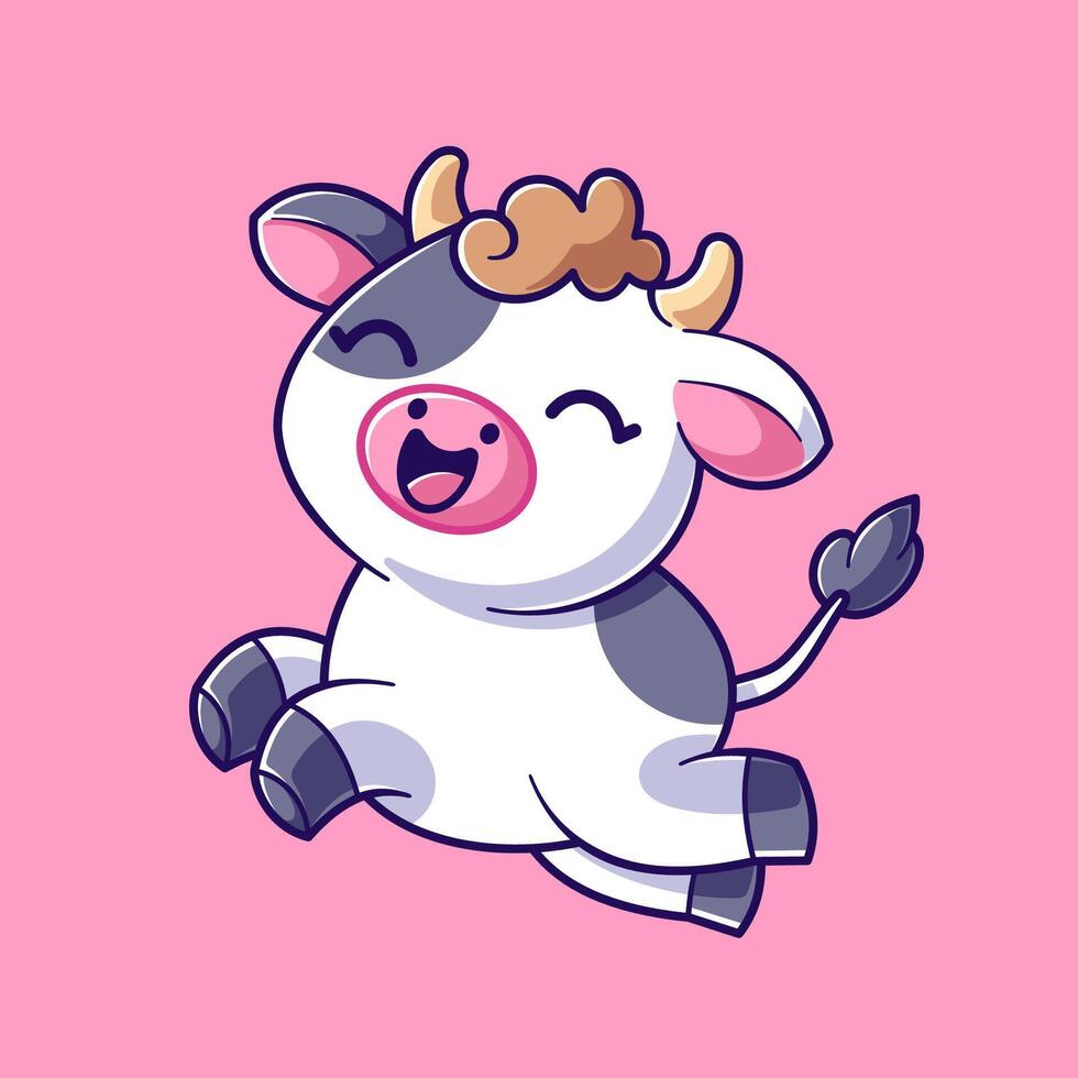 Cute cow is very happy vector