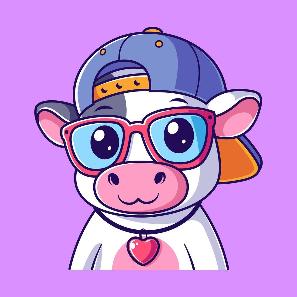 Cute cow wearing a blue hat vector