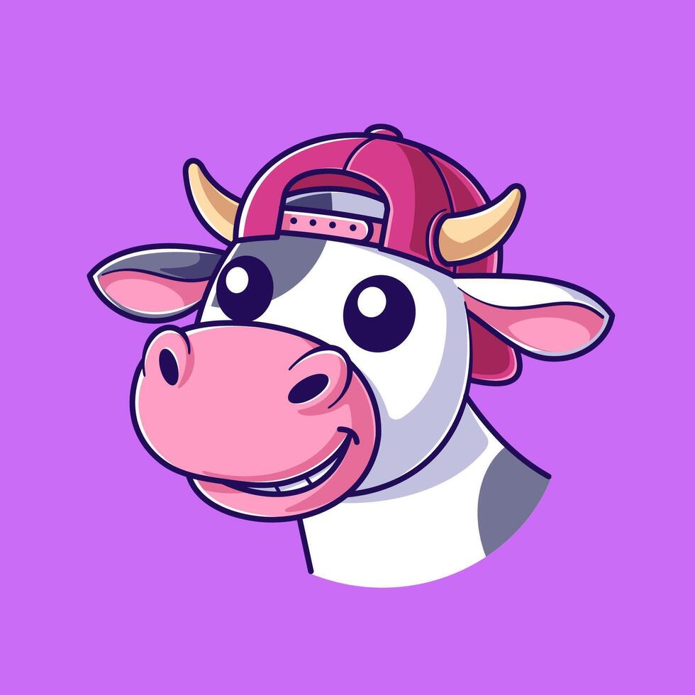 Cute cow wearing a red hat vector