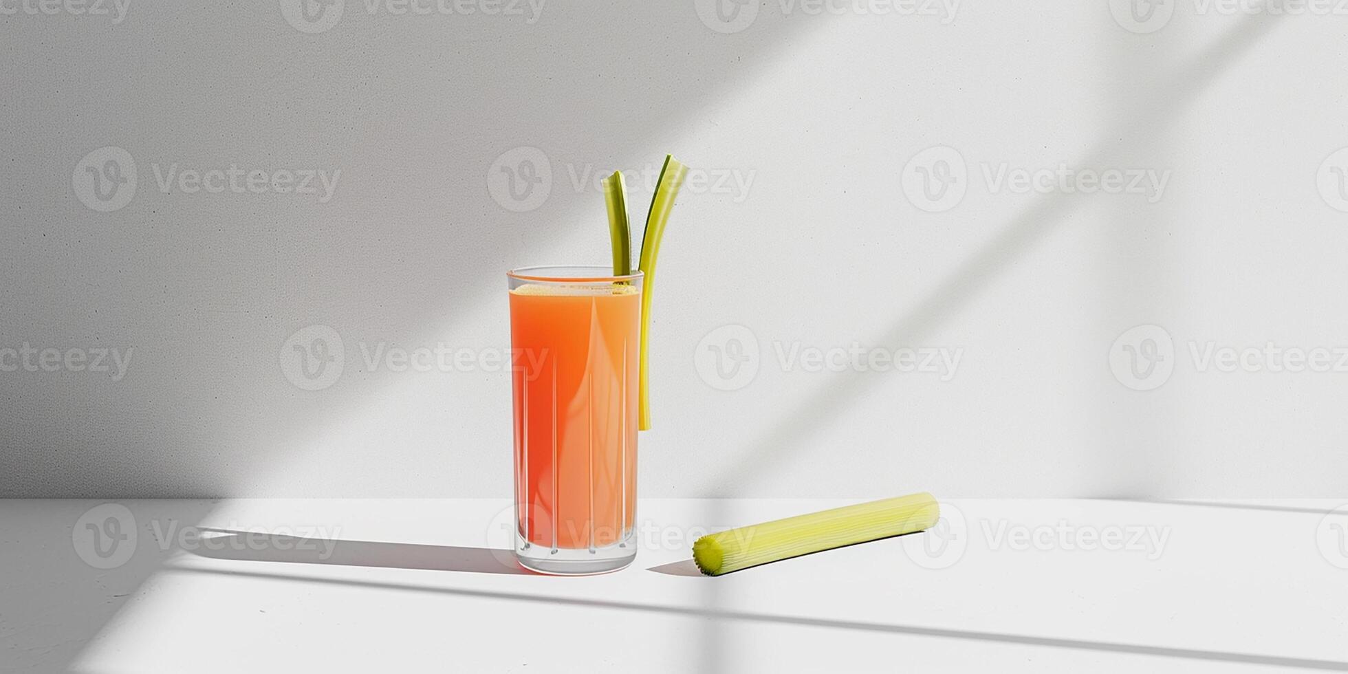 ai generado un vaso de Zanahoria jugo con Fresco apio foto