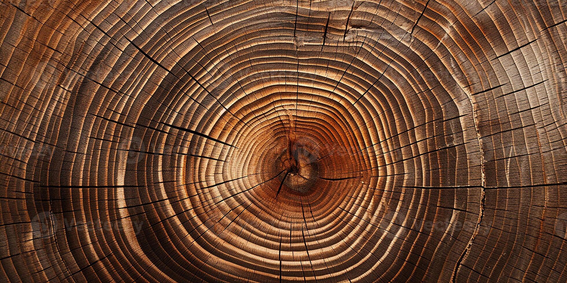 AI generated Photorealistic image of a tree cut. Tree rings. Wood texture photo