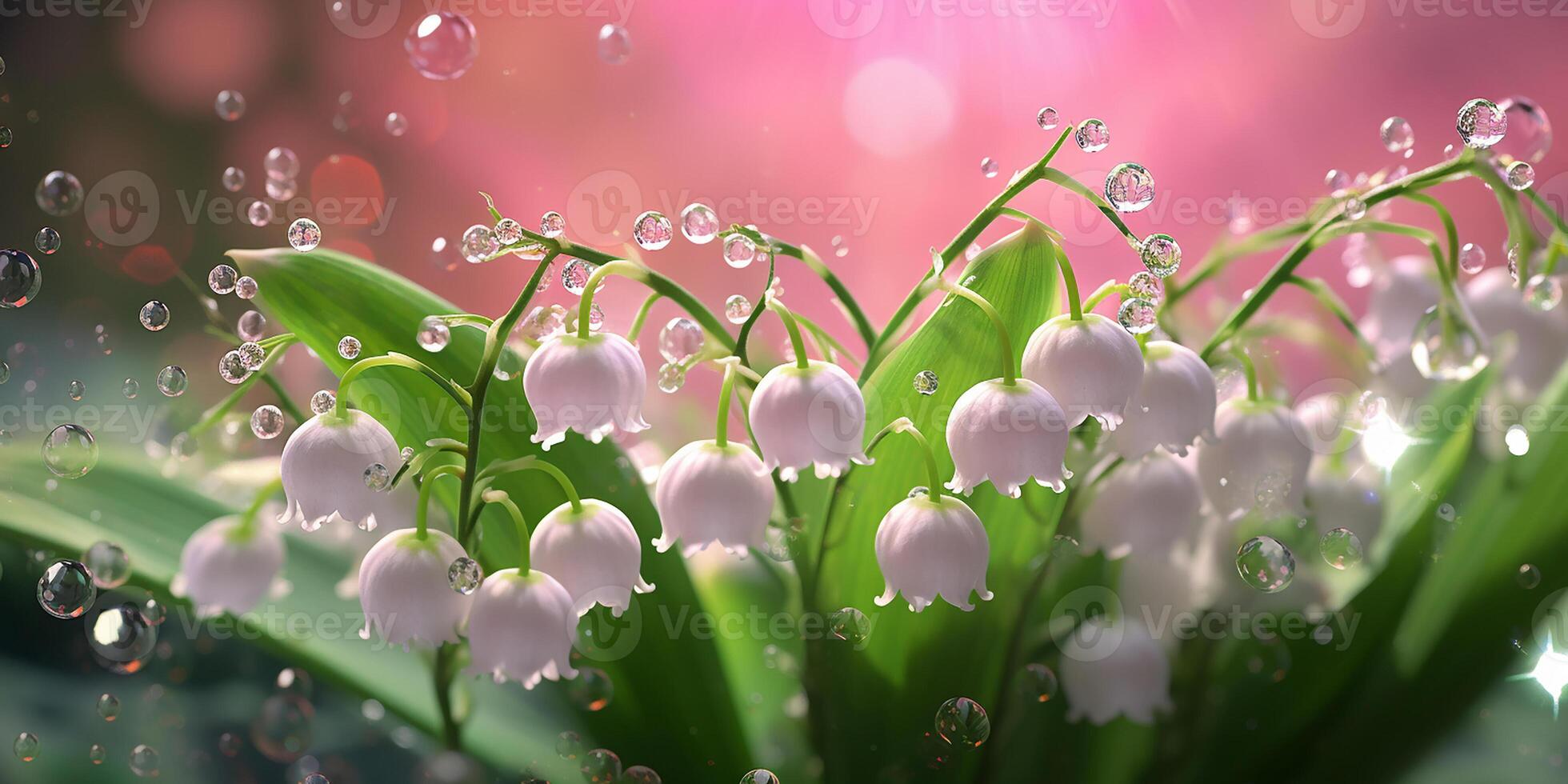 AI generated Photorealistic image of white lily of the valley flowers. photo