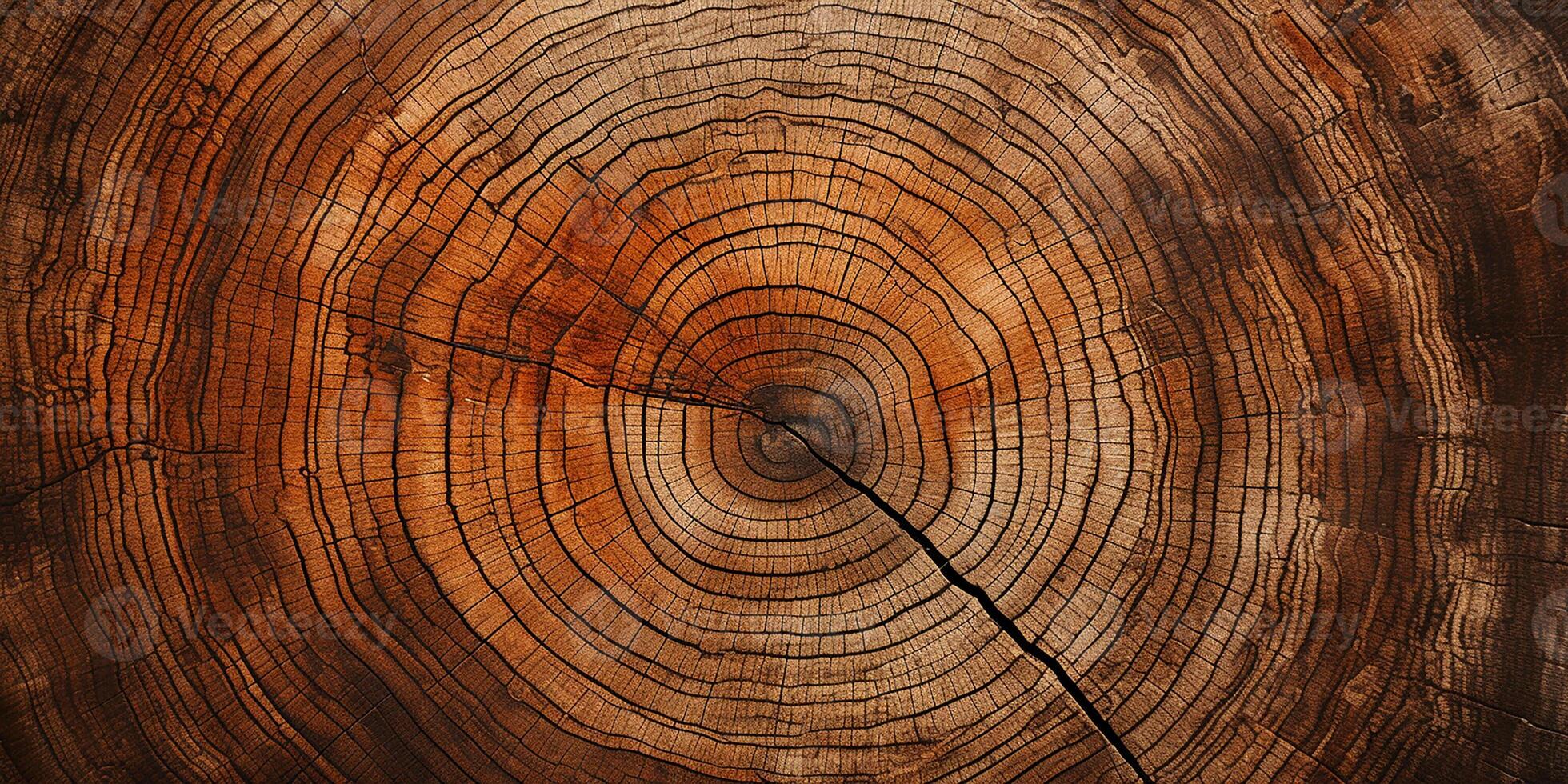 AI generated Photorealistic image of a tree cut. Tree rings. Wood texture photo