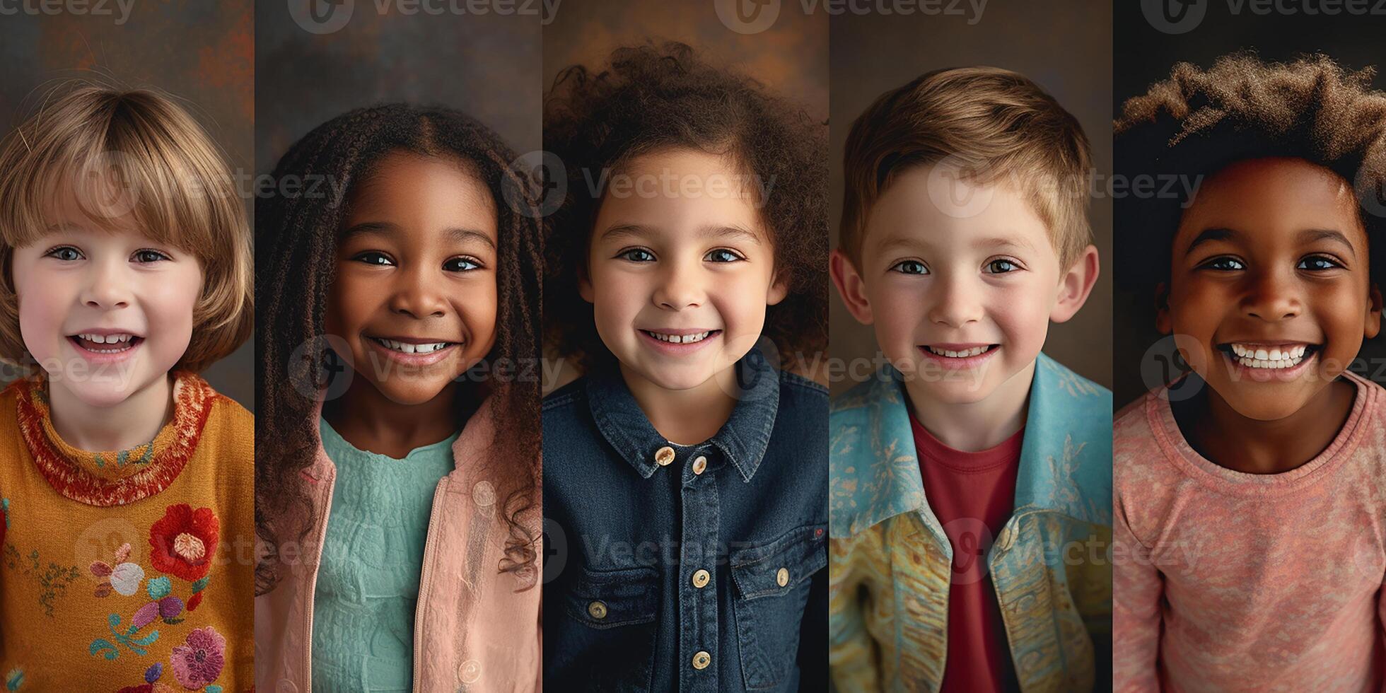 ai generado un grupo de niños de primario colegio años de diferente nacionalidades multicultural amistad, internacional educación foto