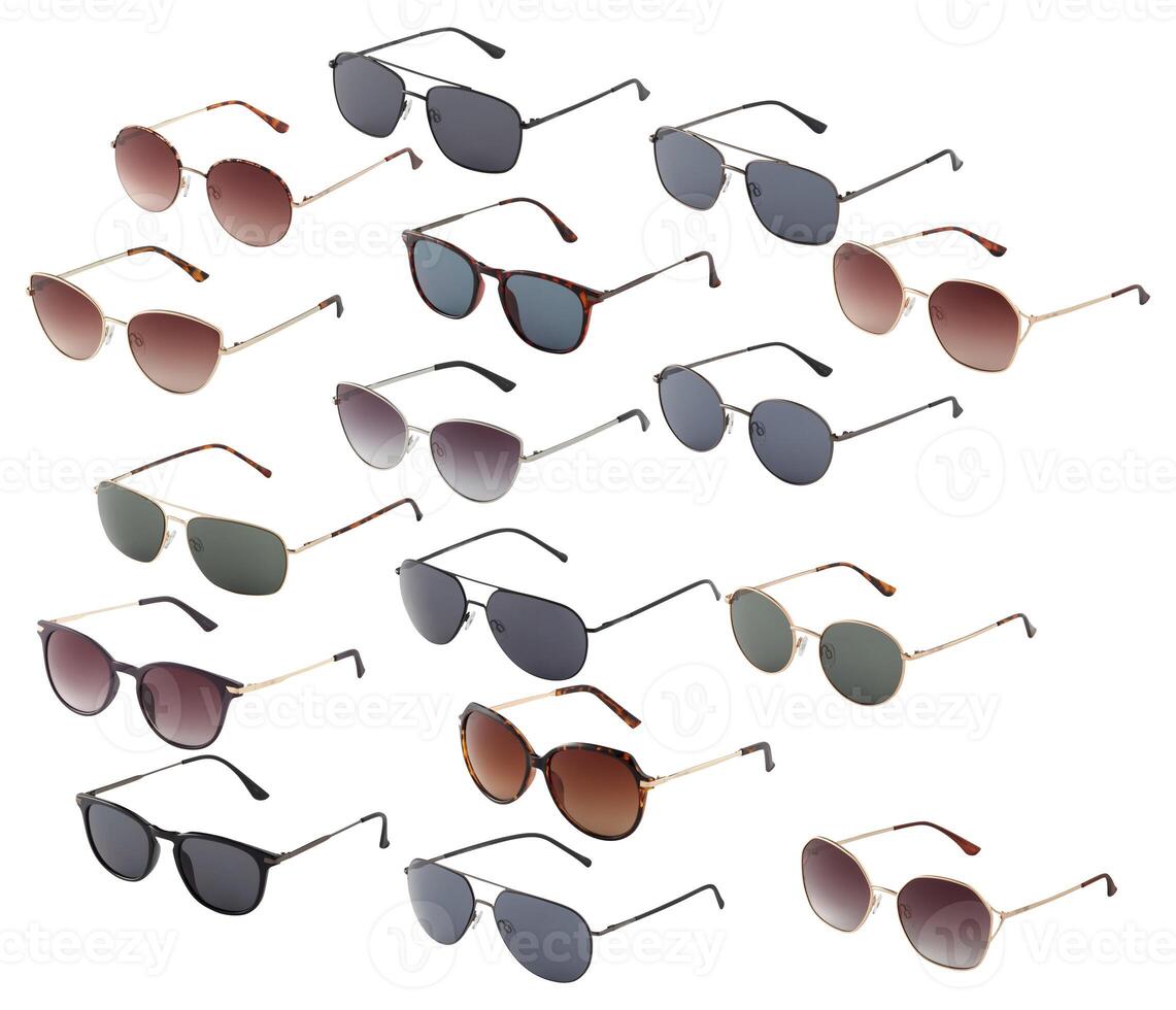 Sunglasses set cut out isolated white background with clipping path photo