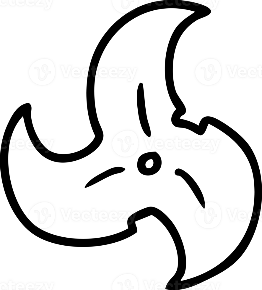 mão desenhado linha desenhando rabisco do uma solteiro ninja jogando Estrela ícone png
