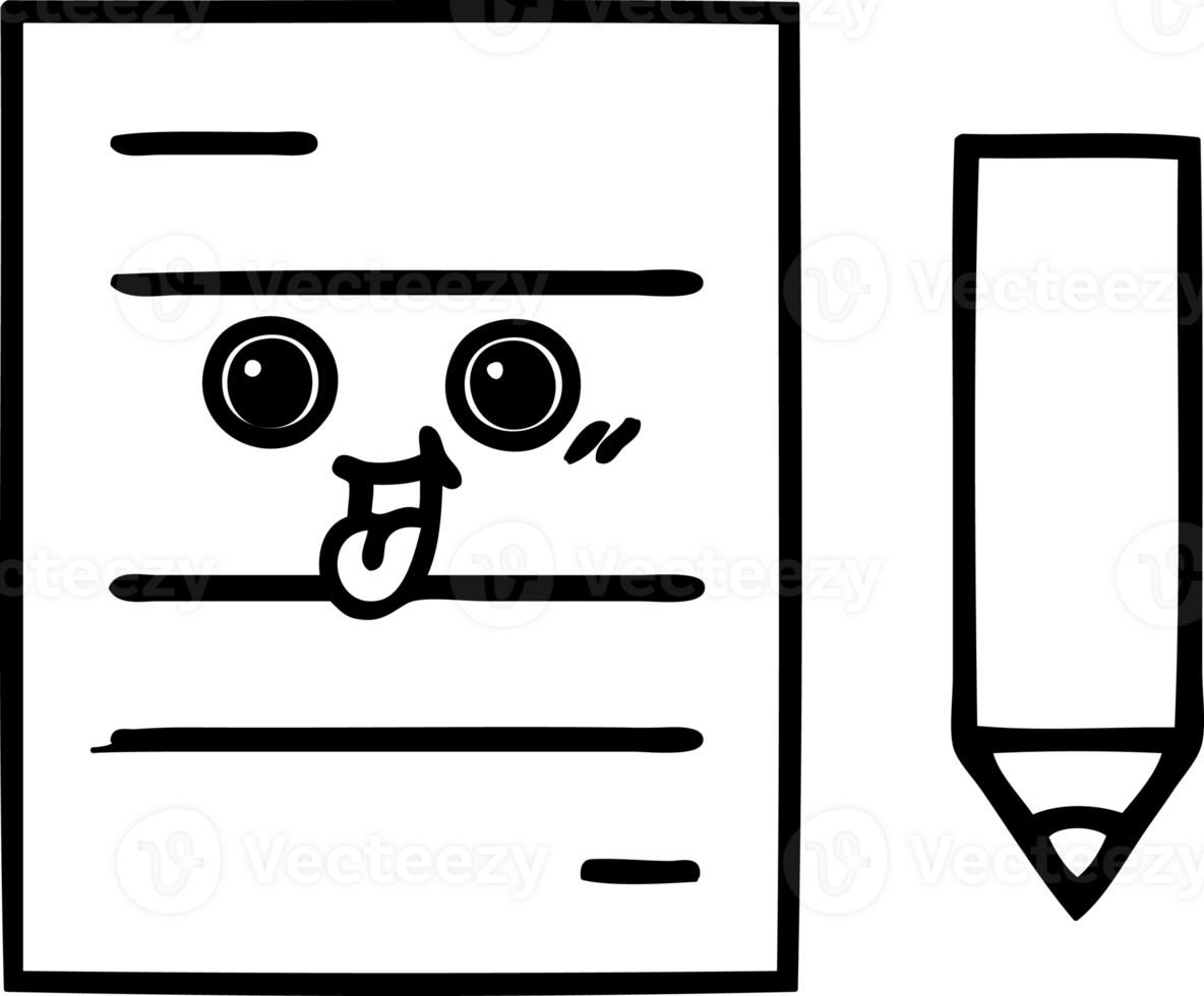 line drawing cartoon of a test paper icon png