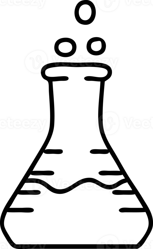 Linie Gekritzel von ein sprudelnd chemisch Trank Phiole Symbol png