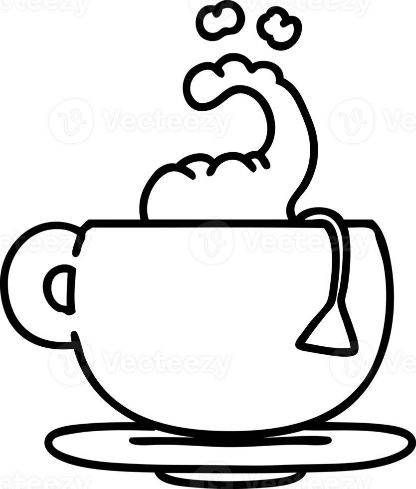 linje klotter ångande varm kopp av te ikon png
