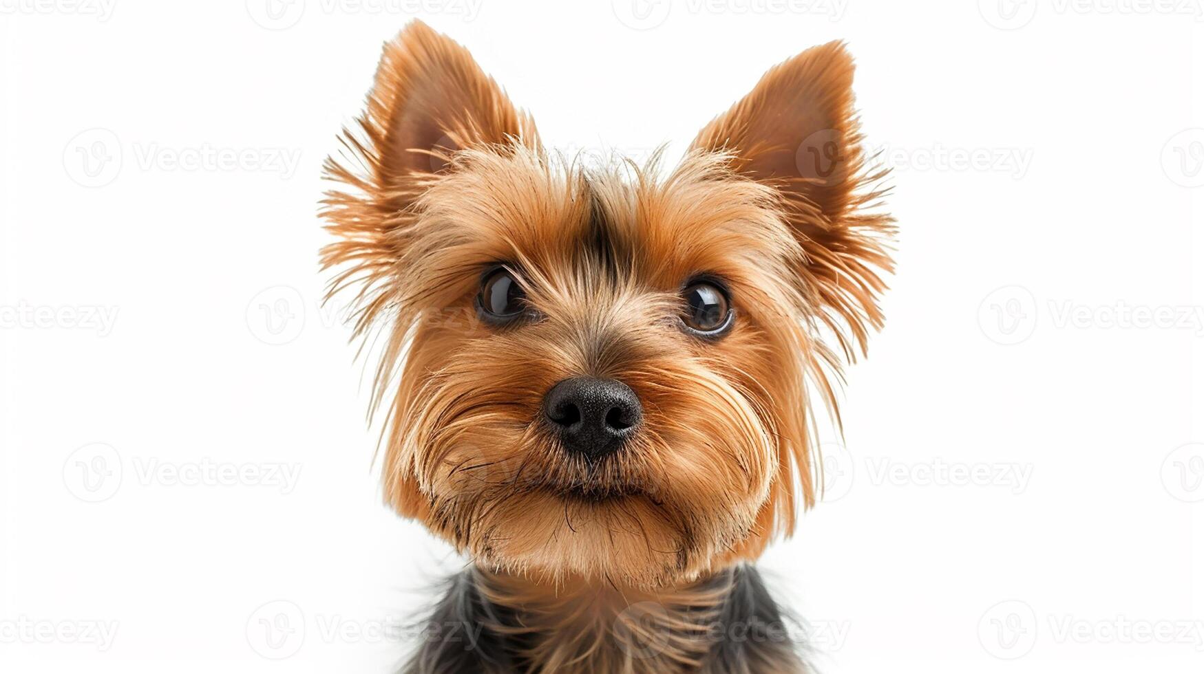 AI generated Portrait of a Yorkshire Terrier isolated on a white background. Domestic dog. photo