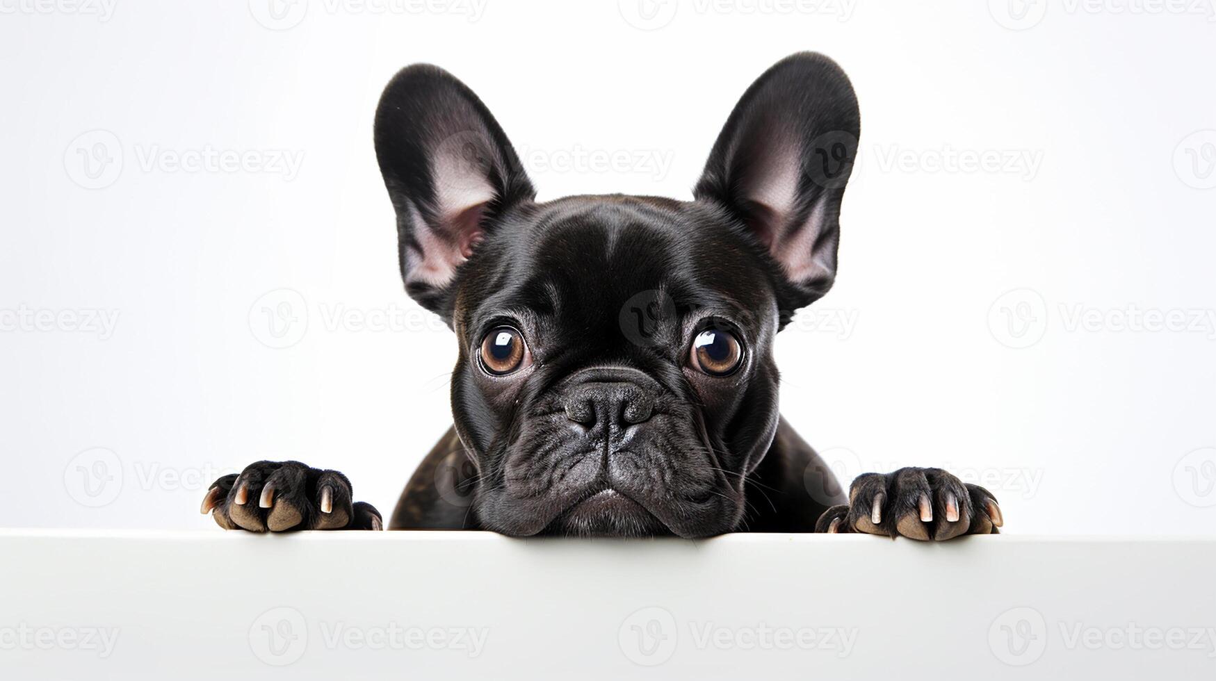 AI generated Portrait of a French bulldog isolated on a white background. Domestic dog. photo