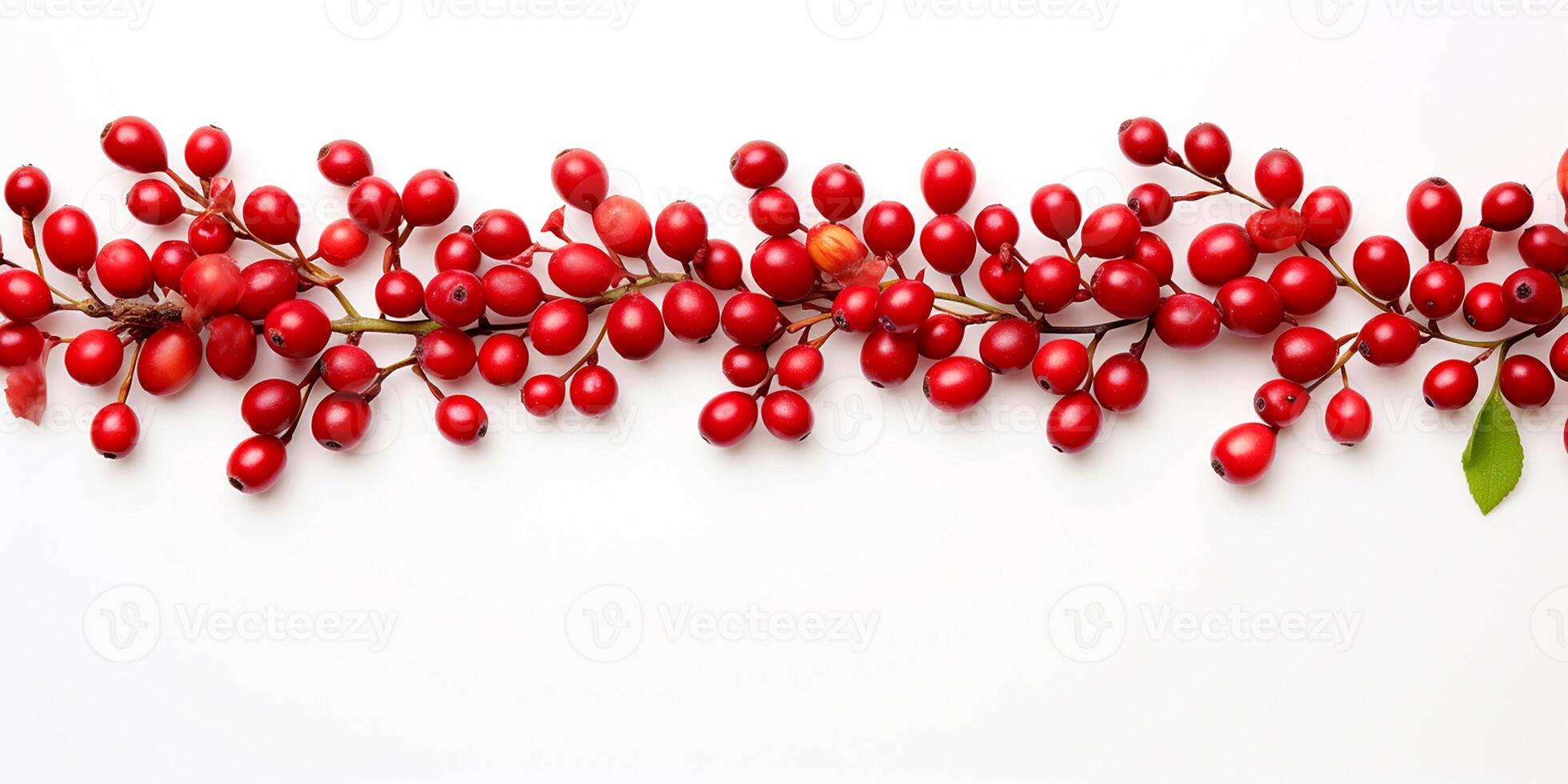 AI generated Red barberry branches isolated on a white background. Ripe fresh berries. Barberry sprigs. photo