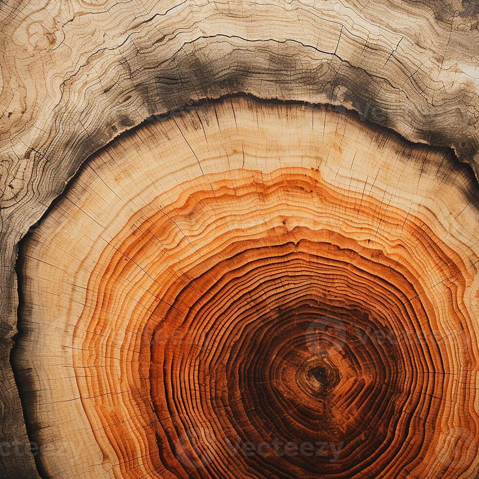 AI generated Photorealistic image of a tree cut. Tree rings. Wood texture photo