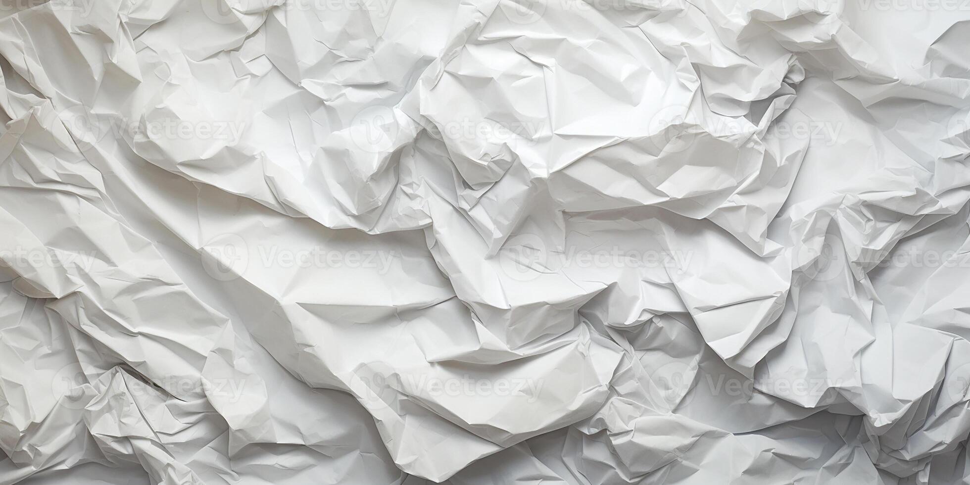 AI generated White crumpled paper texture photo