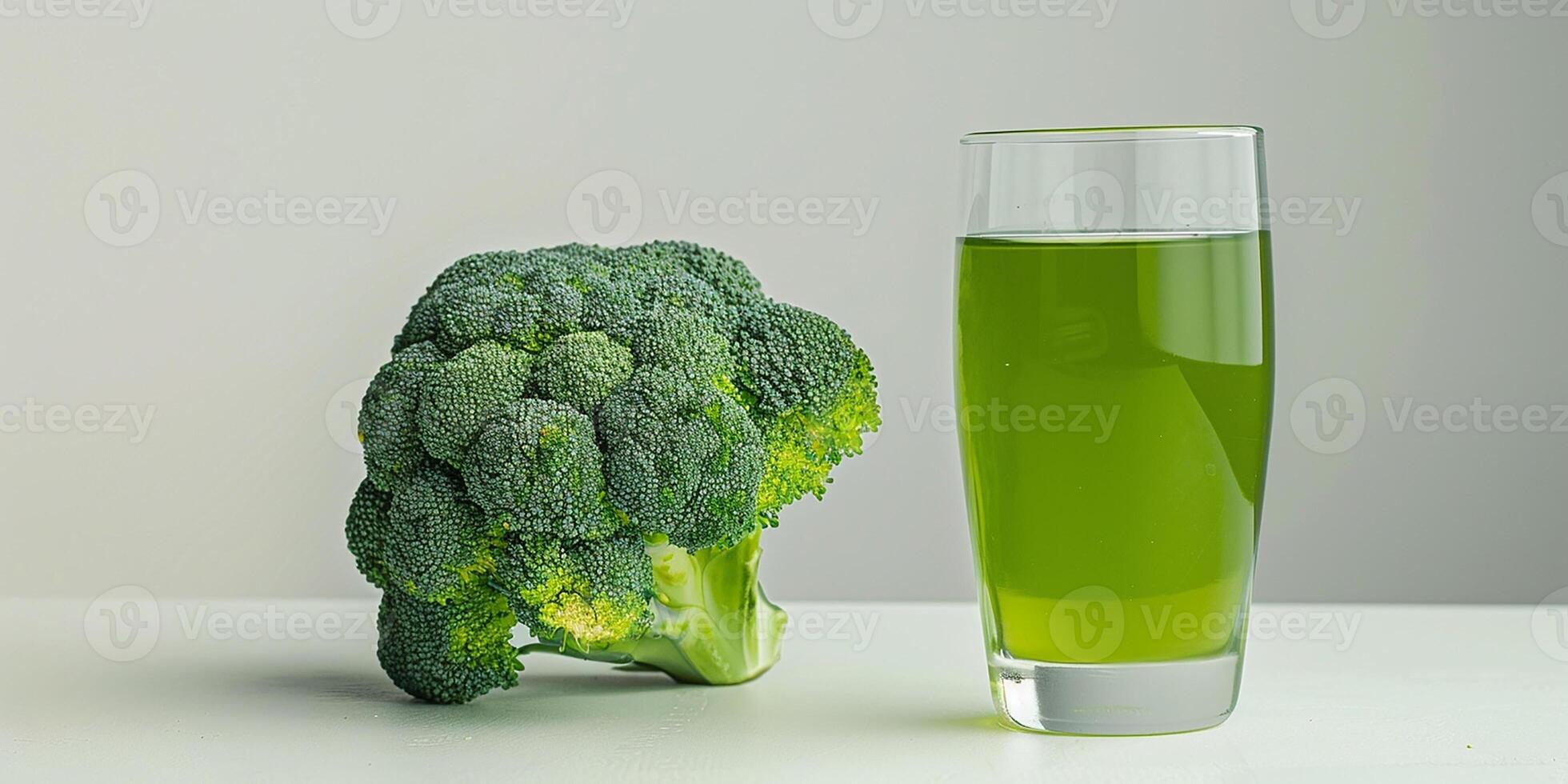 AI generated A glass of freshly squeezed broccoli juice. Healthy eating photo