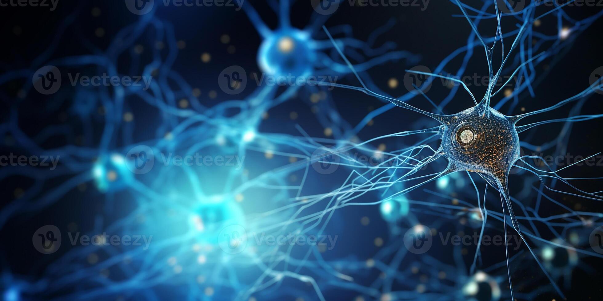 AI generated Neural connections in the brain. Image showing the complex network of neurons in the human brain photo