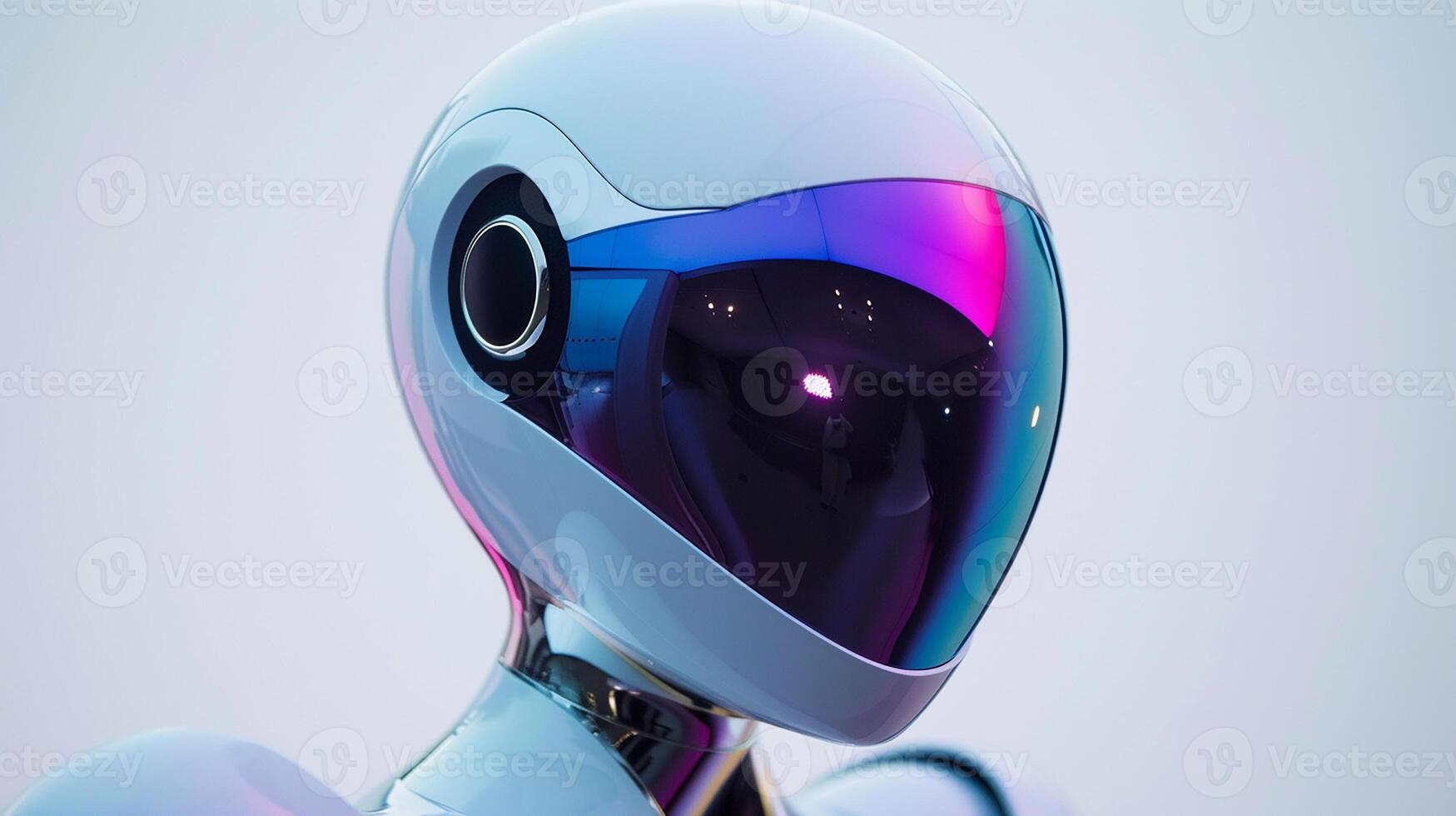 AI generated A closeup image of a robot head photo
