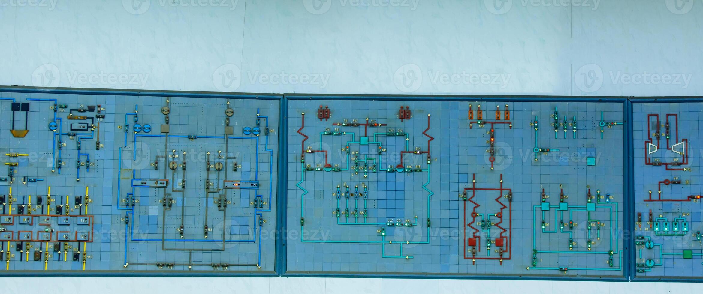 Control panel of the nuclear power plant. Close up. photo