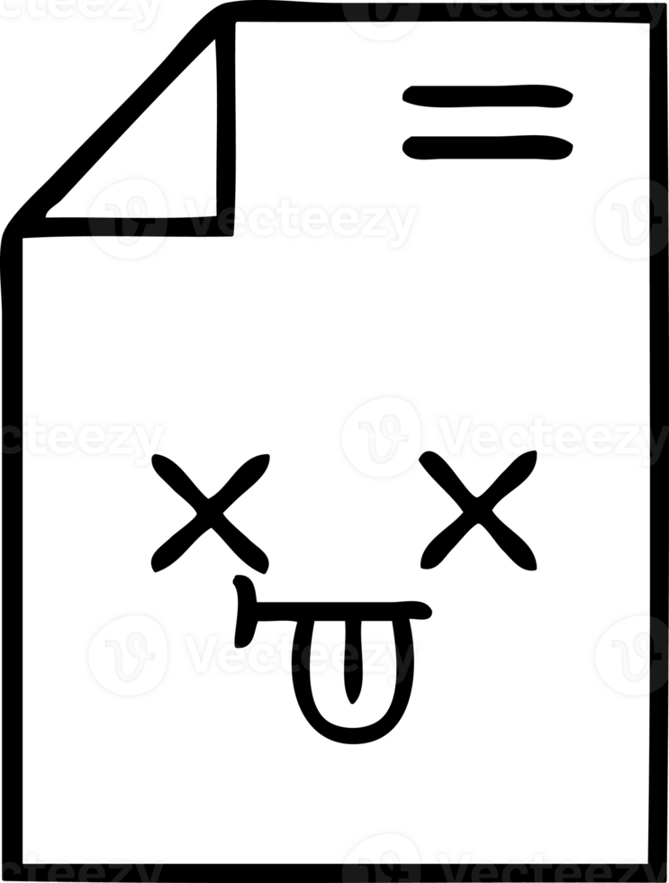 line drawing cartoon of a sheet of paper  icon png