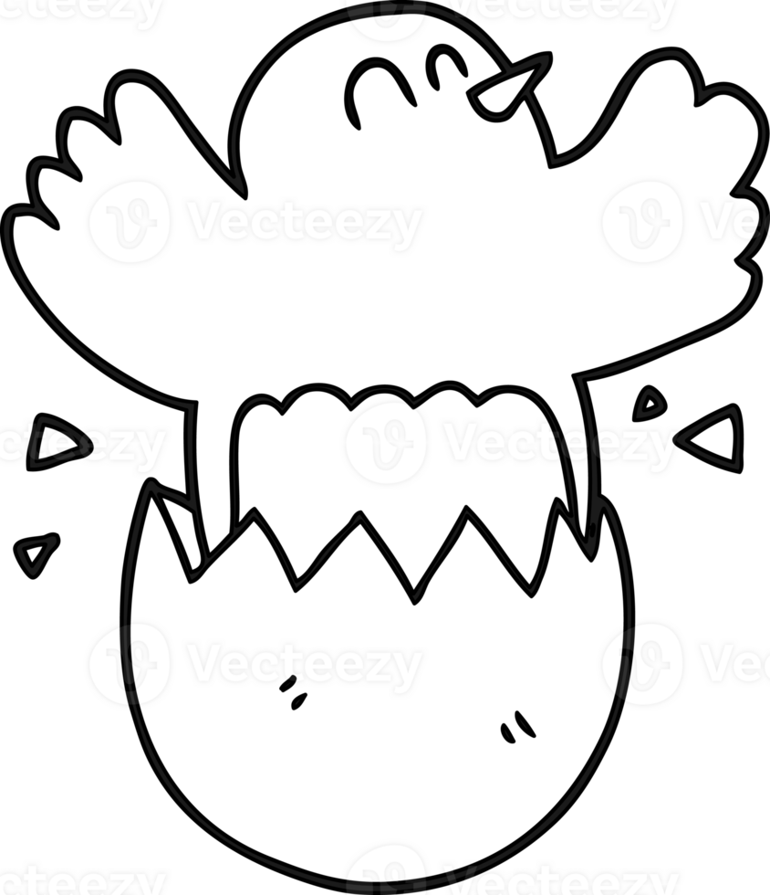 hand drawn black and white cartoon hatching egg icon png