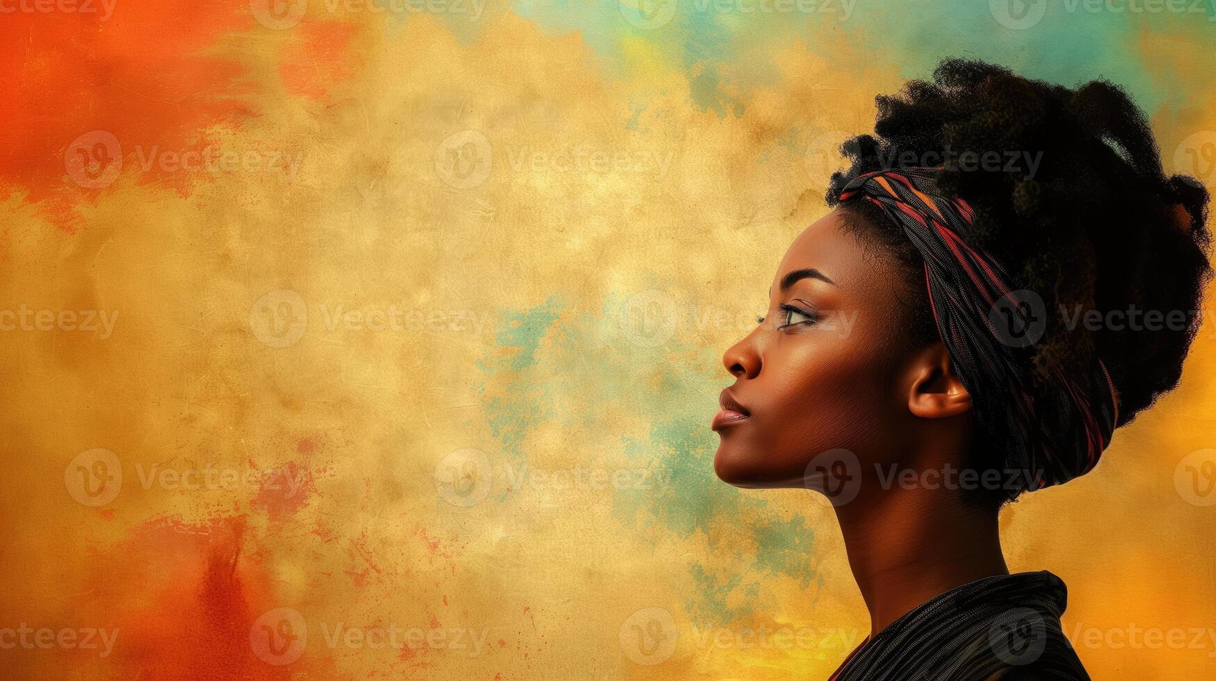 AI generated Portrait of beautiful african american woman on grunge background. Black History Month concept. photo