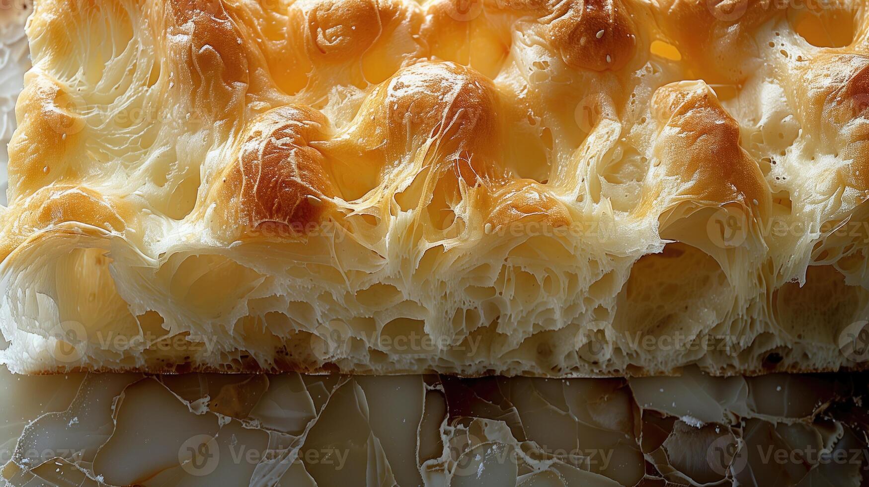 AI generated Close up of a freshly baked loaf of bread with butter and honey photo