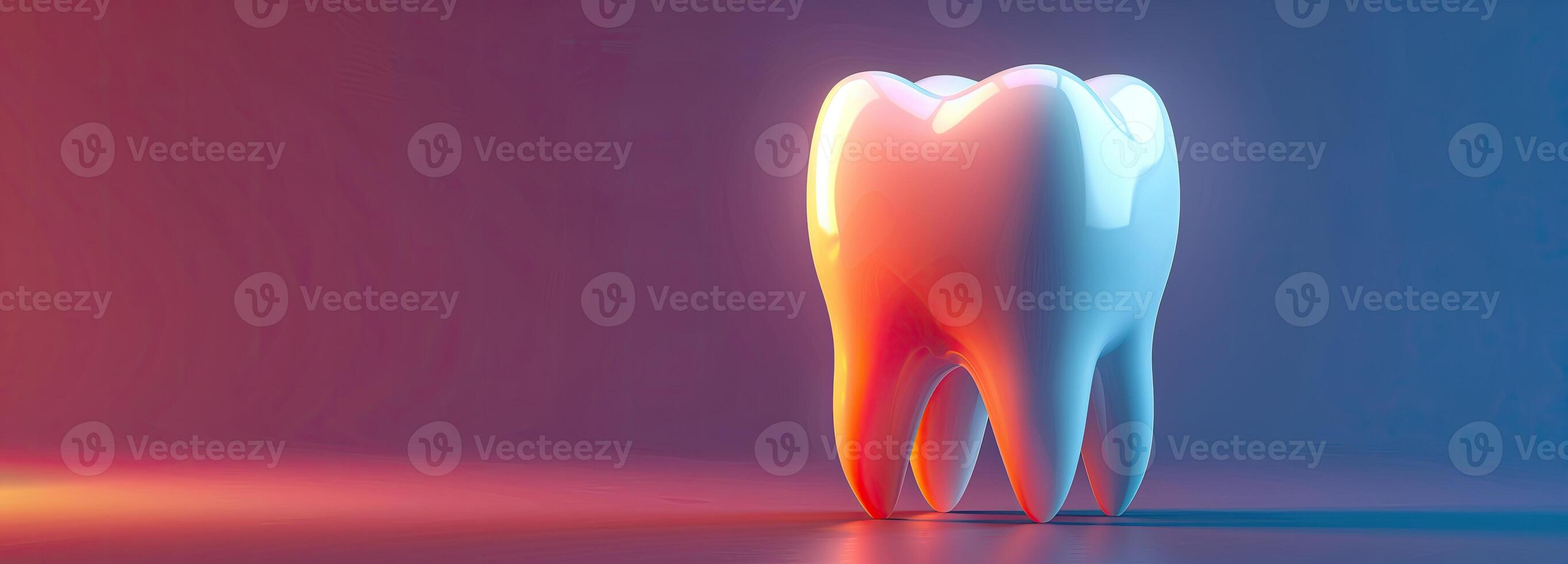 AI generated 3d render of tooth with dental floss on bokeh background, copy space, banner photo