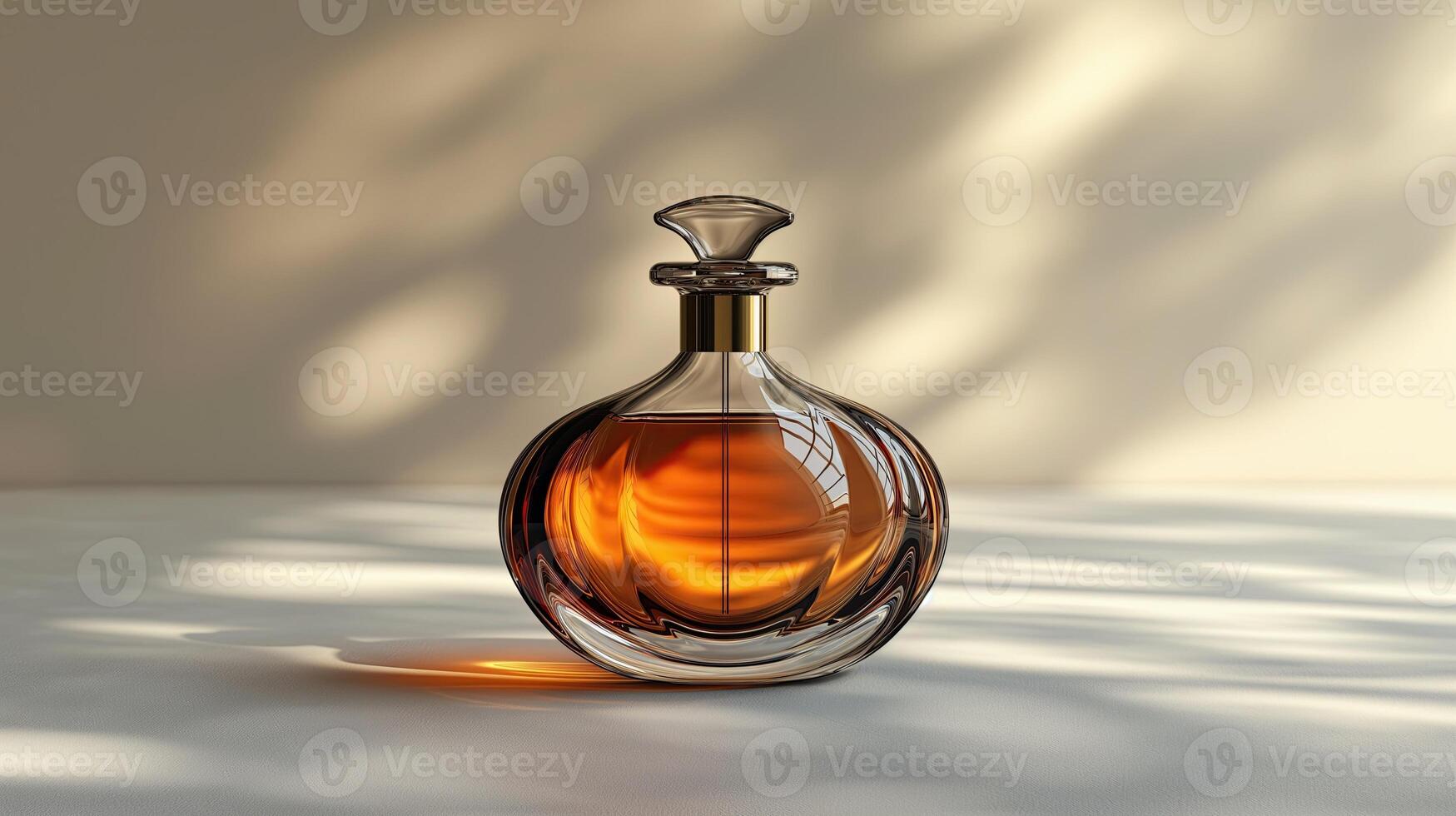 AI generated Bottle of perfume on a white table. 3d render. photo