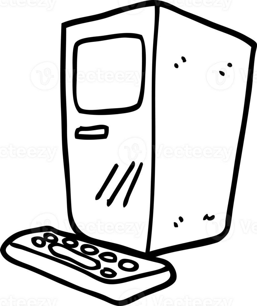 line drawing cartoon computer and keyboard icon png
