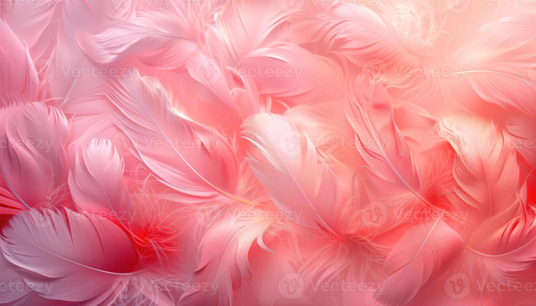 AI generated beautiful pink feathers on a soft background, closeup of photo, wallpaper photo