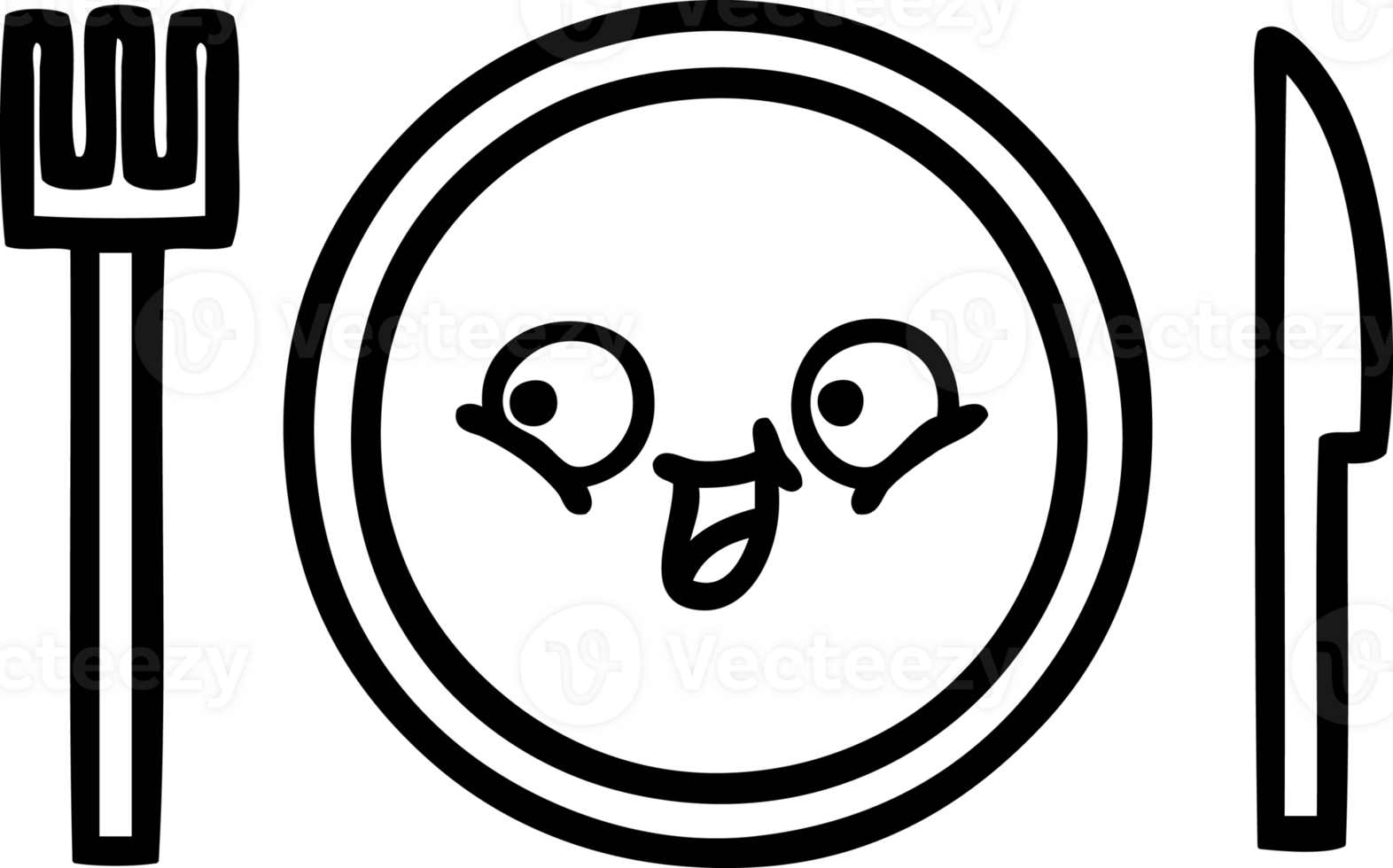 line drawing cartoon of a dinner plate icon png