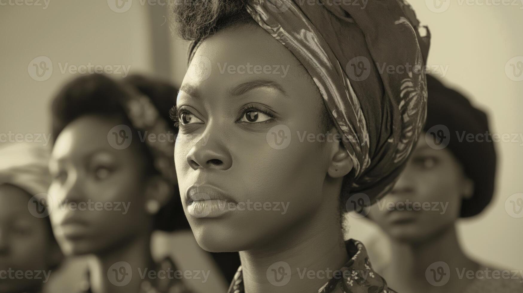 ai generado retrato de joven hermosa africano mujer en estudio. negro y blanco. negro historia mes concepto. foto