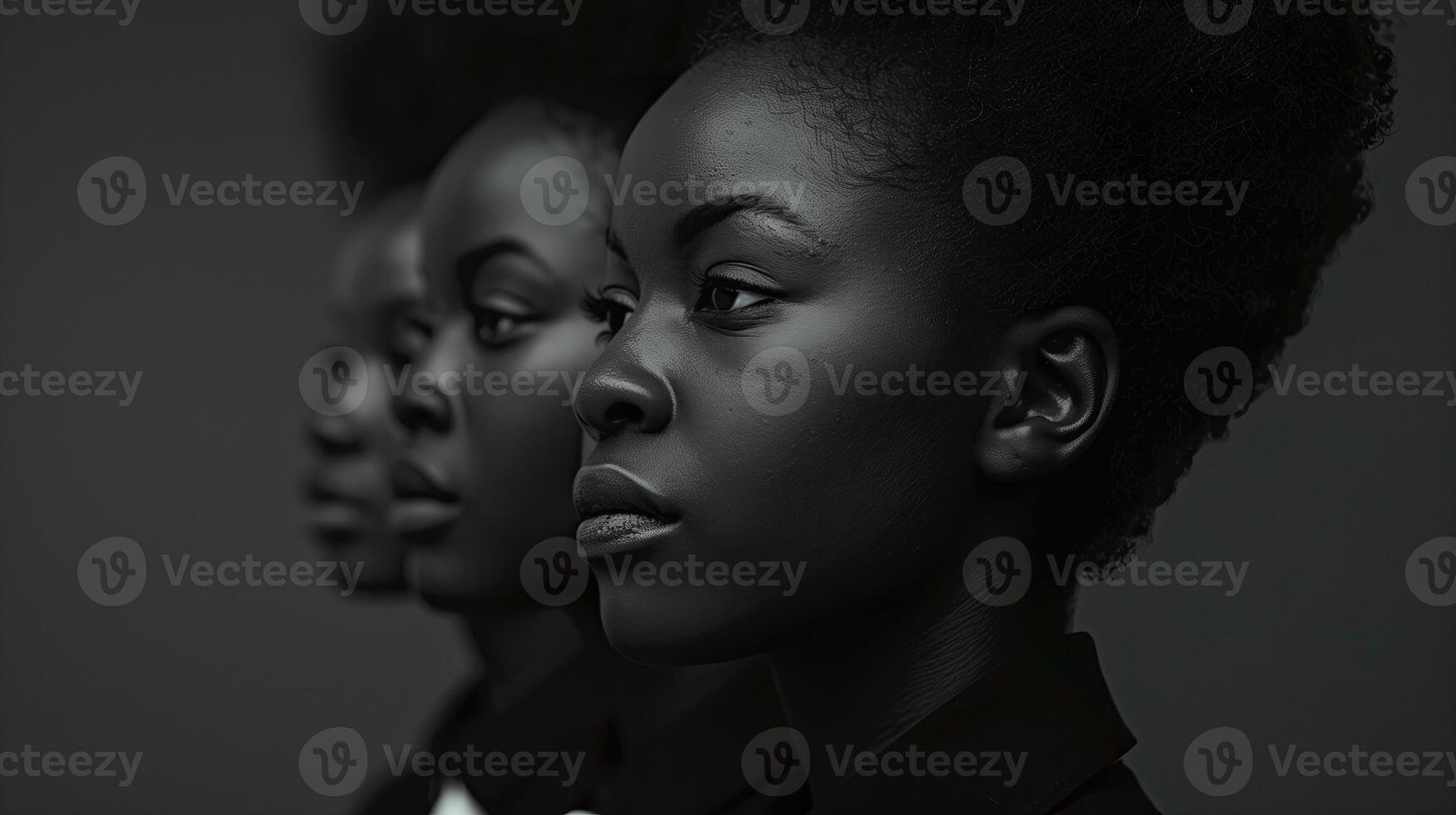 AI generated Fashion portrait of beautiful african american women in studio. Black History Month concept. photo