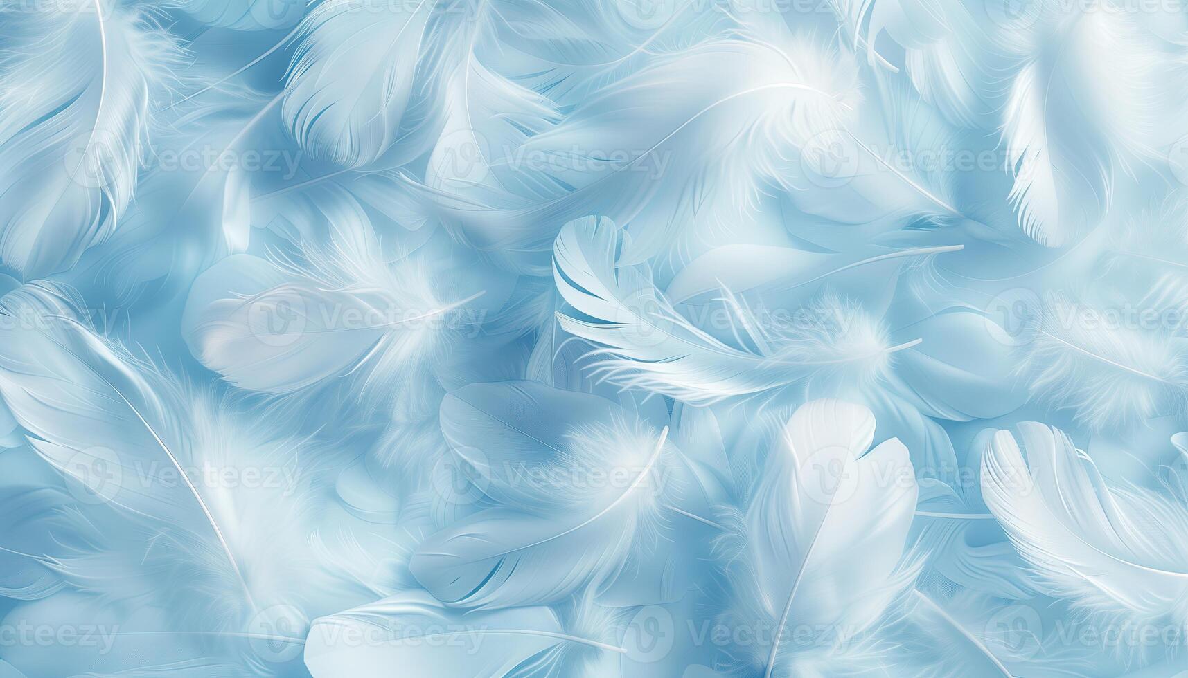 AI generated Beautiful abstract color white and blue feathers on white background and soft white feather texture on blue pattern and blue background, feather background, blue banners photo