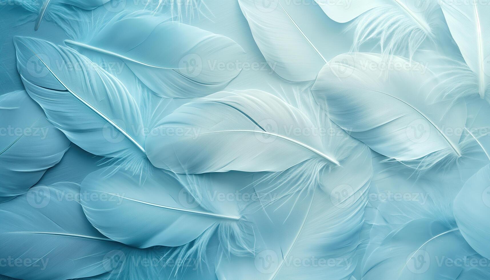 AI generated Beautiful abstract color white and blue feathers on white background and soft white feather texture on blue pattern and blue background, feather background, blue banners photo